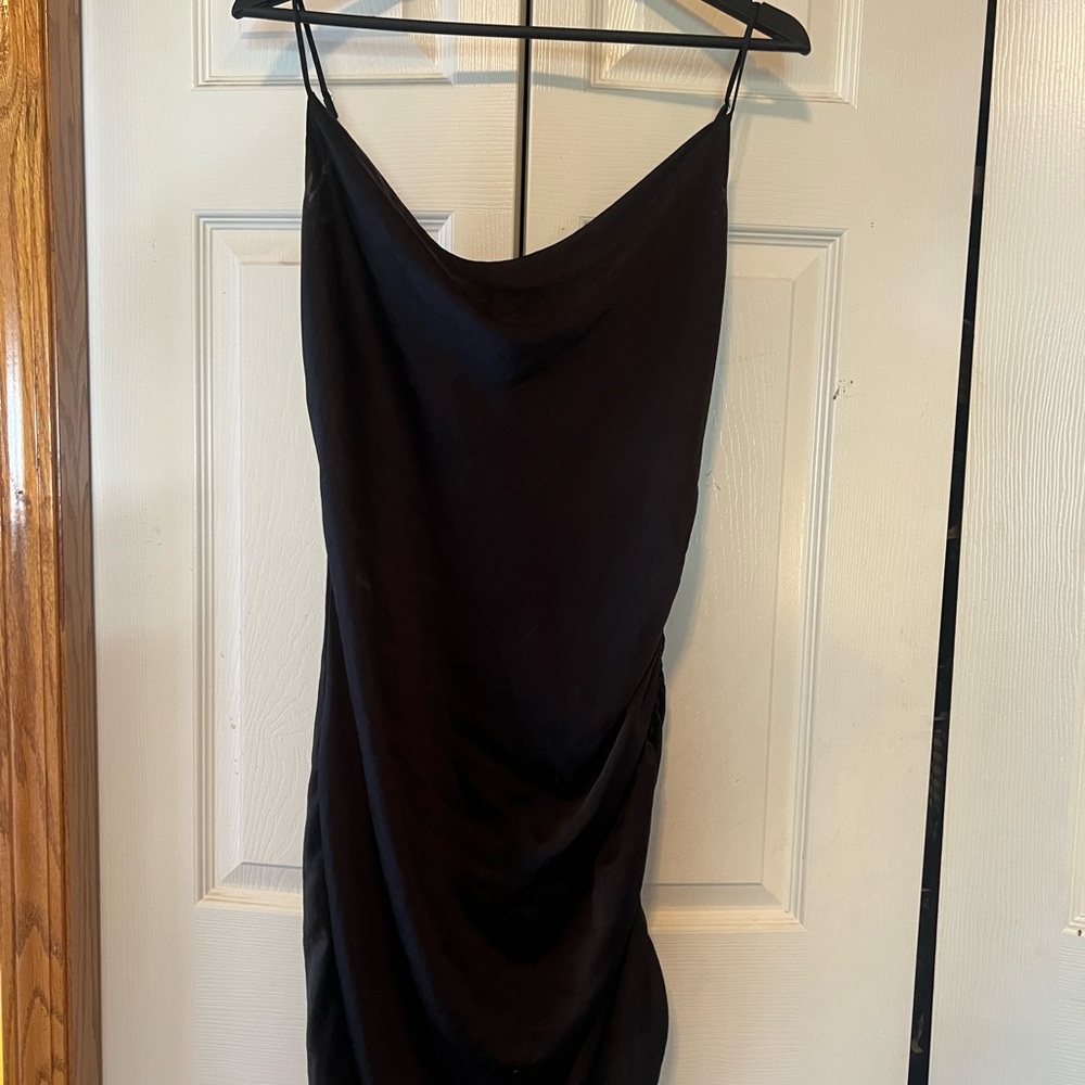 ARITZIA Wilfred Black Slip Dress with Cowl Neck
